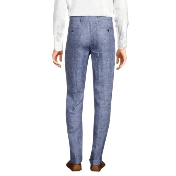 Murano Baird McNutt Linen Alex Slim Fit Flat Front Dress Pants Mens wedding - Picture 5 of 9